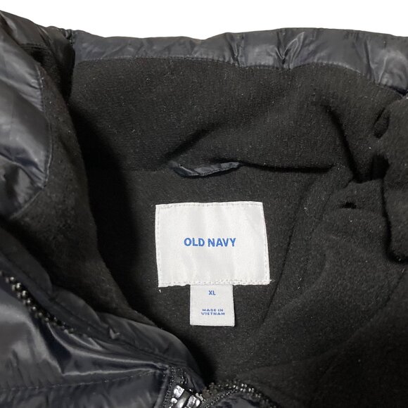 Old Navy Womens Puffer Jacket XL Black Insulated Fleece Lined Full Zip w Pockets - Picture 4 of 4